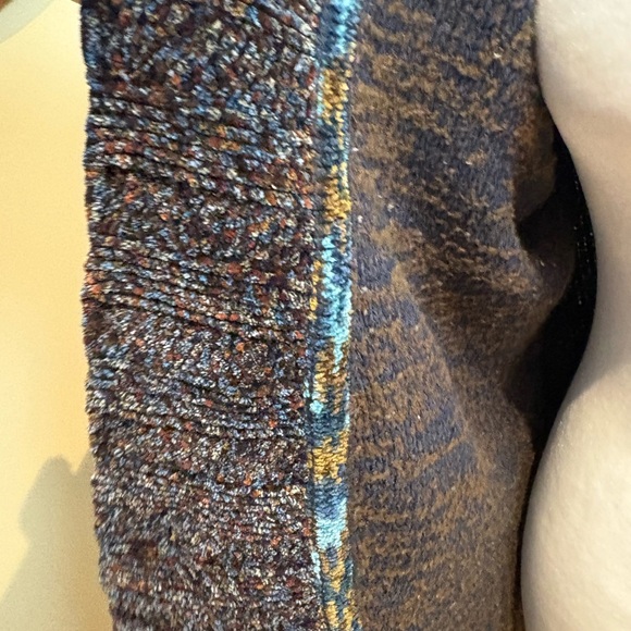 Anthropologie Curio Sweater Velour Brown Stone Shell Buttons Cardigan - Size XL - Picture 8 of 9